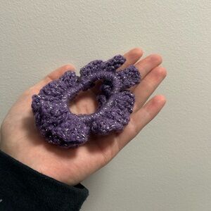 Purple Crochet Hair Scrunchie